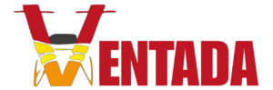 Logo Ventada avec un V stylisé en rouge et jaune